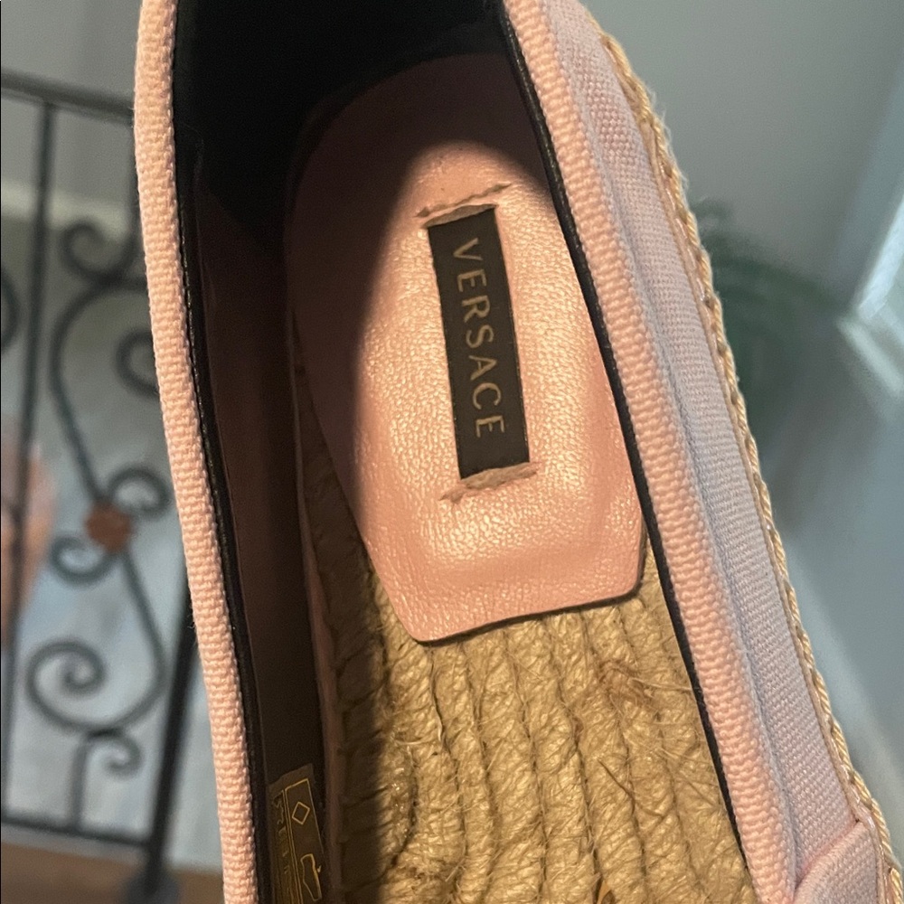 Versace Pink Canvas Espadrille Loafers - Picture 5 of 9